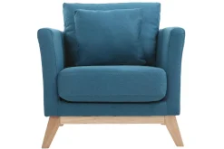 Online Miliboo Sillón nórdico azul petróleo patas madera clara OSLO