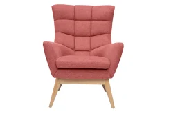 Sale Miliboo Sillón nórdico con tejido efecto aterciopelado texturizado color terracota y madera BRODY
