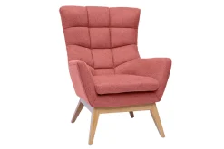 Sale Miliboo Sillón nórdico con tejido efecto aterciopelado texturizado color terracota y madera BRODY