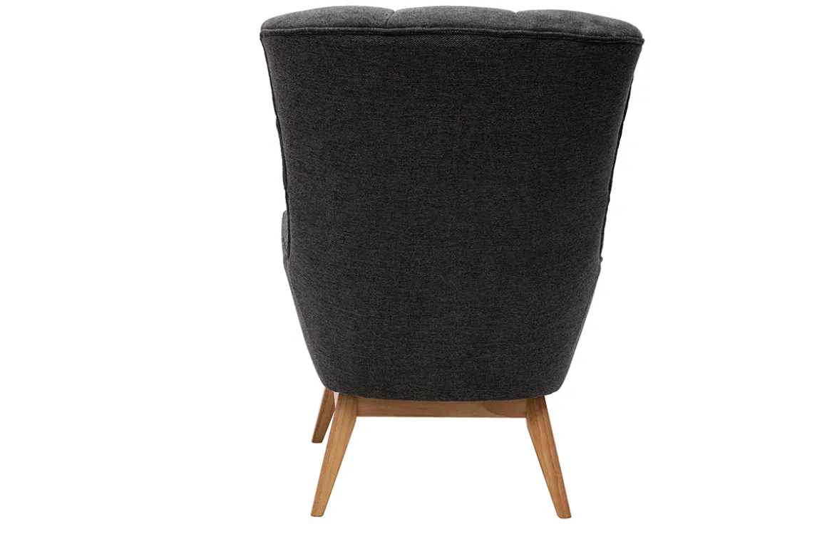 Flash Sale Miliboo Sillón nórdico con tejido efecto aterciopelado texturizado gris oscuro y madera BRODY