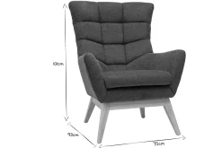 Flash Sale Miliboo Sillón nórdico con tejido efecto aterciopelado texturizado gris oscuro y madera BRODY
