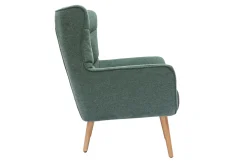 Hot Miliboo Sillón nórdico con tejido efecto aterciopelado texturizado verde oscuro y madera de caucho maciza AVERY