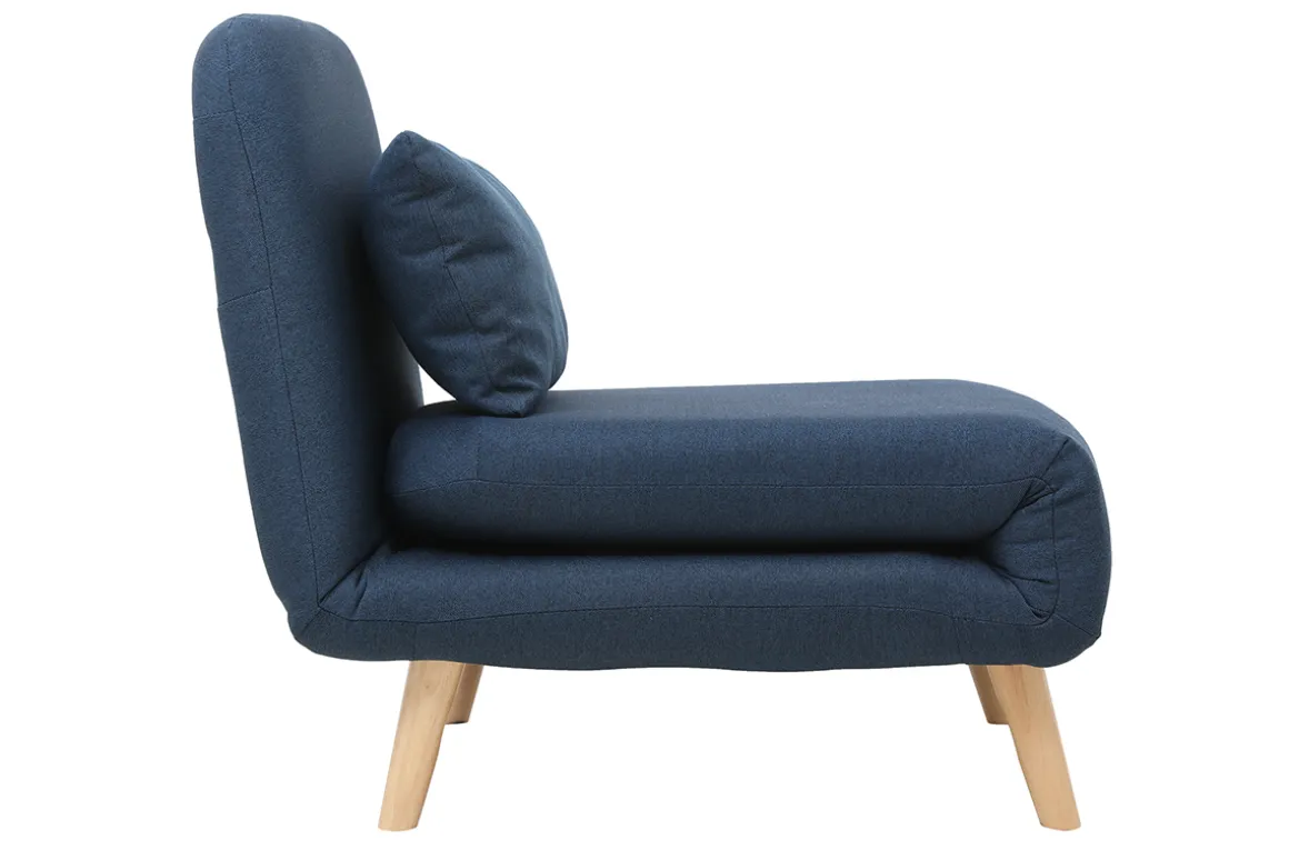 Discount Miliboo Sillón nórdico convertible tejido azul oscuro AMIKO