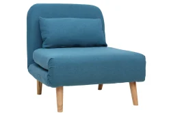 Clearance Miliboo Sillón nórdico convertible tejido azul petróleo AMIKO