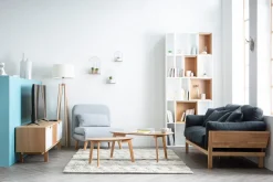 Clearance Miliboo Sillón nórdico convertible tejido azul petróleo AMIKO