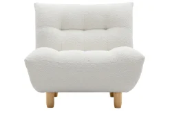 Sale Miliboo Sillón nórdico de borreguillo blanco y madera clara YUMI