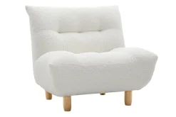 Sale Miliboo Sillón nórdico de borreguillo blanco y madera clara YUMI