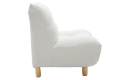 Sale Miliboo Sillón nórdico de borreguillo blanco y madera clara YUMI