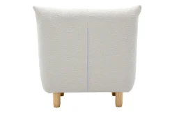 Sale Miliboo Sillón nórdico de borreguillo blanco y madera clara YUMI