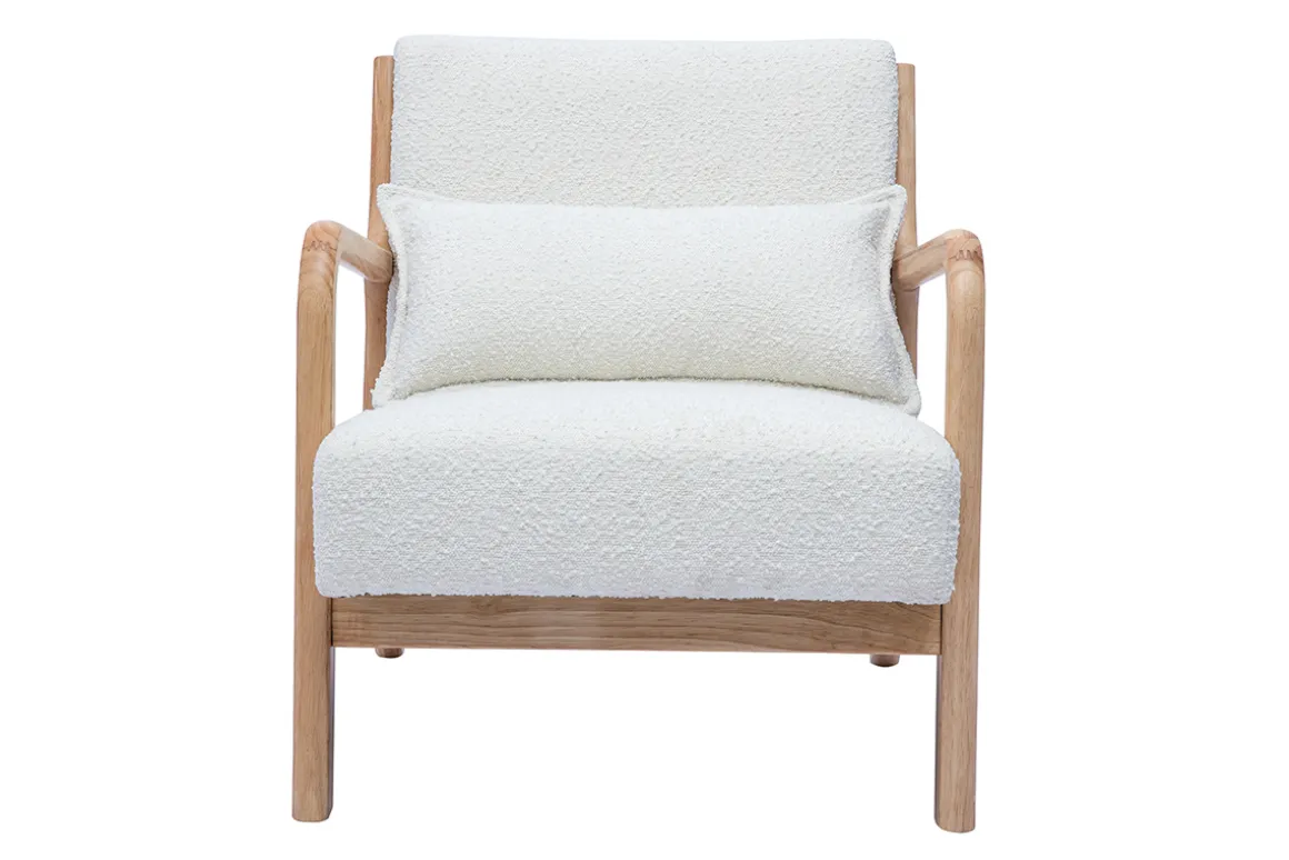 Cheap Miliboo Sillón nórdico de borreguillo blanco y madera clara maciza DERRY