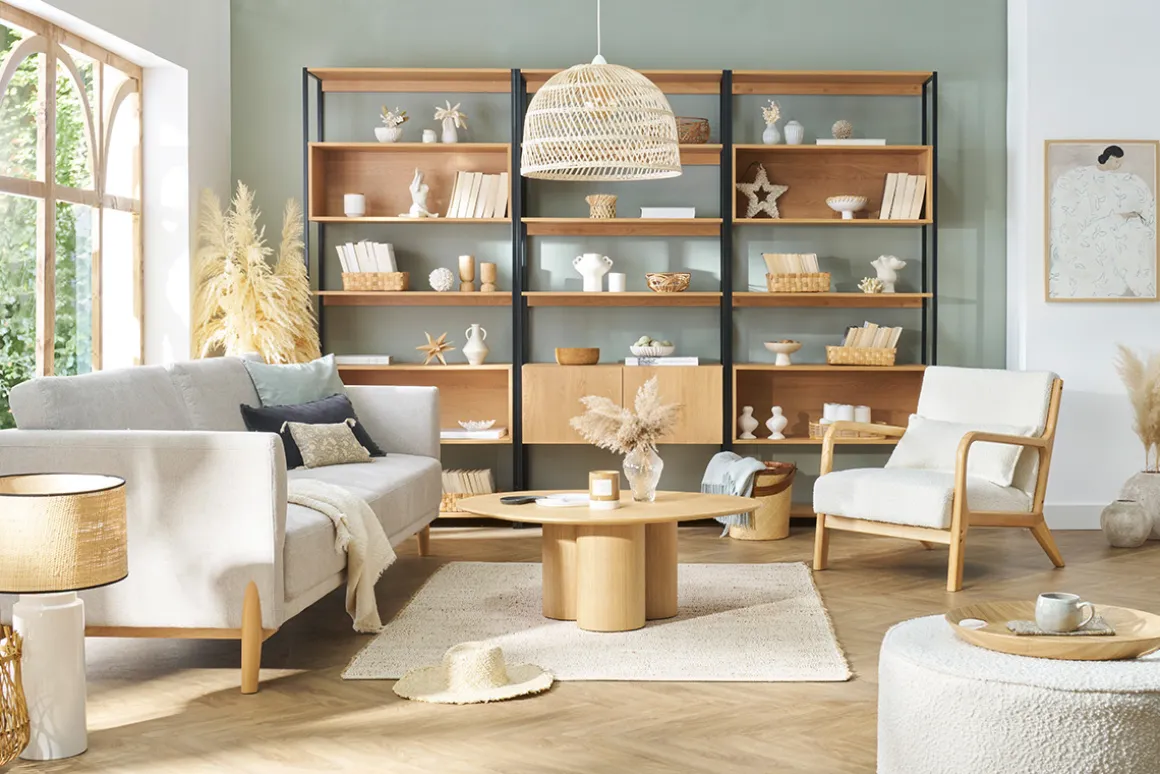 Cheap Miliboo Sillón nórdico de borreguillo blanco y madera clara maciza DERRY