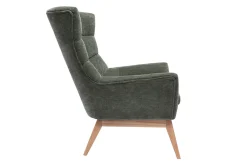 Store Miliboo Sillón nórdico de efecto aterciopelado caqui y madera BRODY