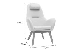 New Miliboo Sillón nórdico de tejido beige y madera clara MANIA