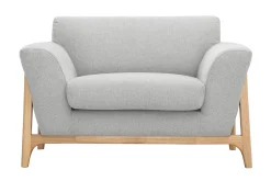 Best Sale Miliboo Sillón nórdico de tejido efecto aterciopelado texturizado gris claro y fresno ASAKO