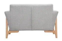 Best Sale Miliboo Sillón nórdico de tejido efecto aterciopelado texturizado gris claro y fresno ASAKO