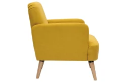 Store Miliboo Sillón nórdico de tejido efecto aterciopelado texturizado amarillo mostaza y madera ISKO