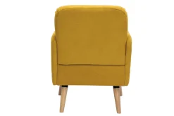 Store Miliboo Sillón nórdico de tejido efecto aterciopelado texturizado amarillo mostaza y madera ISKO