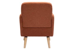 Best Sale Miliboo Sillón nórdico de tejido efecto aterciopelado texturizado terracota y madera ISKO