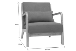 Best Miliboo Sillón nórdico de tejido efecto aterciopelado terracota y madera clara maciza DERRY
