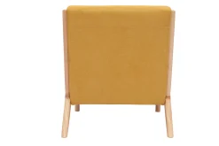 Online Miliboo Sillón nórdico de tejido efecto aterciopelado amarillo mostaza y madera clara maciza DERRY