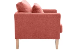 Best Sale Miliboo Sillón nórdico de tejido efecto aterciopelado texturizado terracota y madera clara OSLO