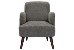 Cheap Miliboo Sillón nórdico de tejido efecto aterciopelado texturizado gris y madera oscura ISKO