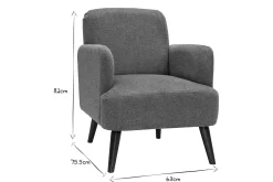 Cheap Miliboo Sillón nórdico de tejido efecto aterciopelado texturizado gris y madera oscura ISKO