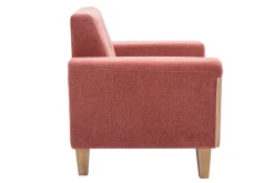 Fashion Miliboo Sillón nórdico de tejido terracota y madera clara FJORD