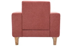 Fashion Miliboo Sillón nórdico de tejido terracota y madera clara FJORD