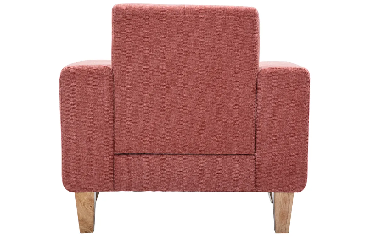 Fashion Miliboo Sillón nórdico de tejido terracota y madera clara FJORD