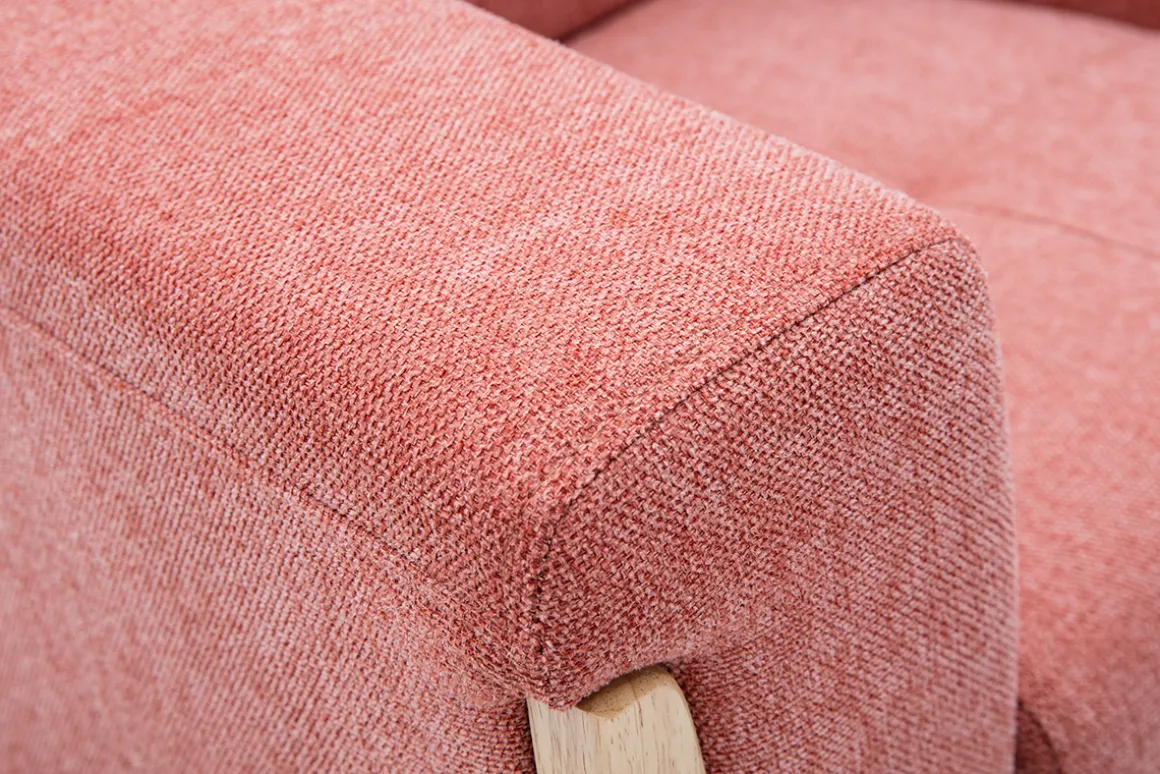 Fashion Miliboo Sillón nórdico de tejido terracota y madera clara FJORD