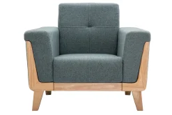Cheap Miliboo Sillón nórdico de tejido verde grisáceo y madera clara FJORD