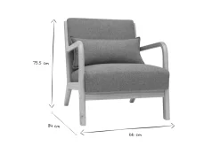 Clearance Miliboo Sillón nórdico de tejido verde grisáceo y madera clara maciza DERRY