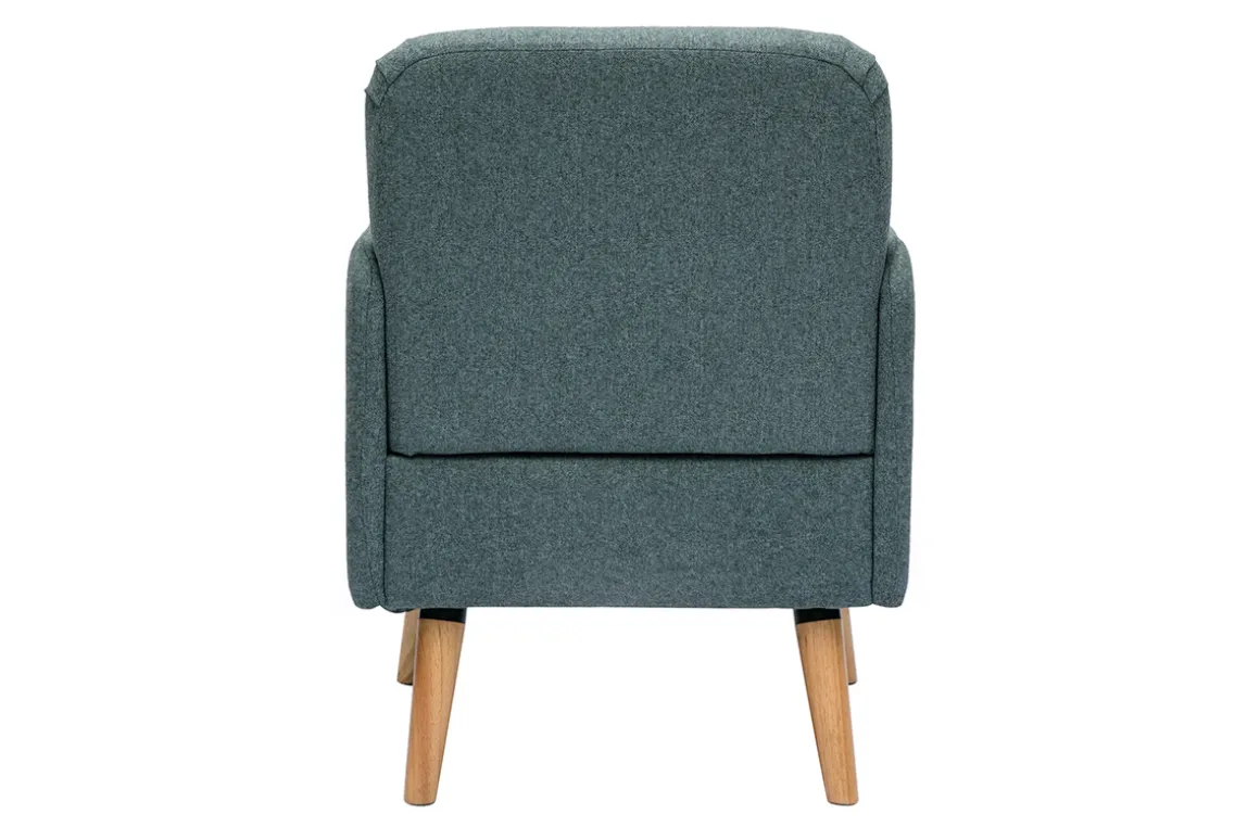Best Sale Miliboo Sillón nórdico de tejido verde grisáceo y madera clara ISKO