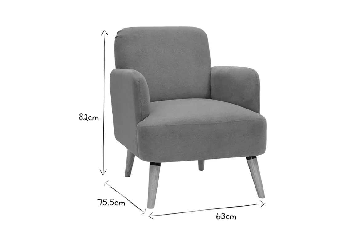 Best Sale Miliboo Sillón nórdico de tejido verde grisáceo y madera clara ISKO