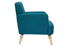 Hot Miliboo Sillón nórdico de tela azul petróleo y madera clara ISKO