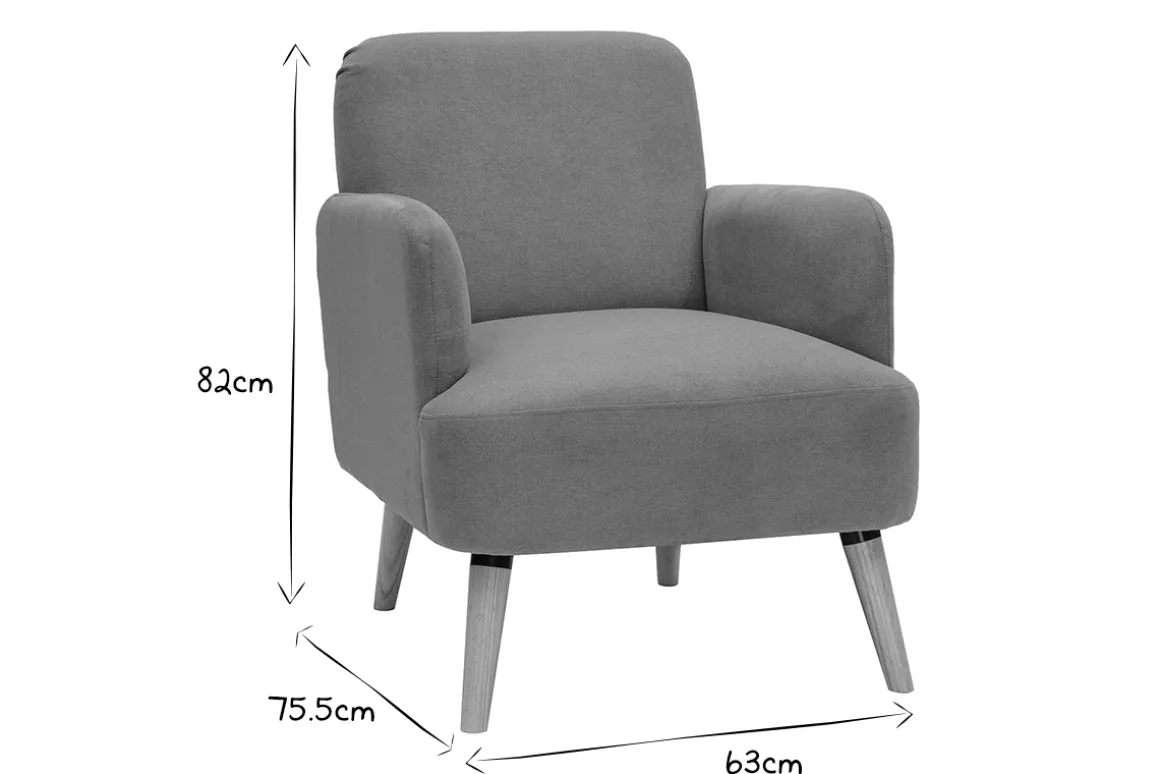 Hot Miliboo Sillón nórdico de tela azul petróleo y madera clara ISKO