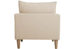 Clearance Miliboo Sillón nórdico de tela beige y madera de caucho maciza KATE