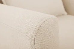 Clearance Miliboo Sillón nórdico de tela beige y madera de caucho maciza KATE