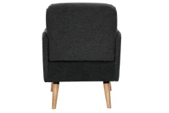 Online Miliboo Sillón nórdico de tela efecto aterciopelado texturizado gris oscuro y madera clara ISKO
