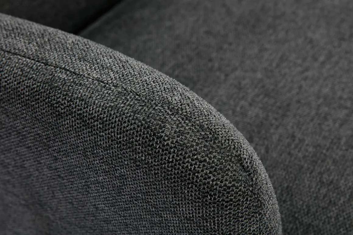 Online Miliboo Sillón nórdico de tela efecto aterciopelado texturizado gris oscuro y madera clara ISKO