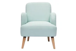 Hot Miliboo Sillón nórdico de tela menta al agua y madera clara ISKO