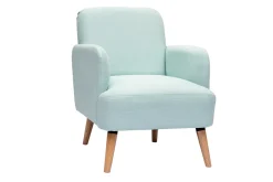 Hot Miliboo Sillón nórdico de tela menta al agua y madera clara ISKO