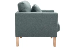 Clearance Miliboo Sillón nórdico de tela verde grisáceo y madera clara OSLO