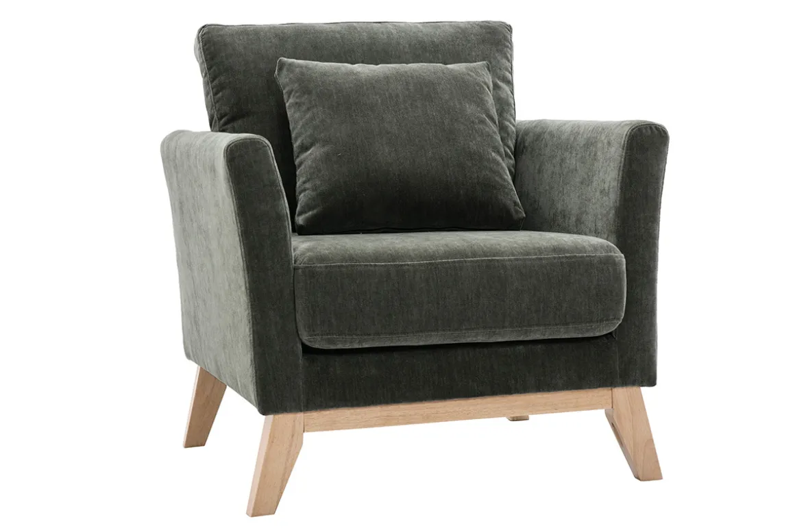 Cheap Miliboo Sillón nórdico desenfundable efecto terciopelo kaki OSLO