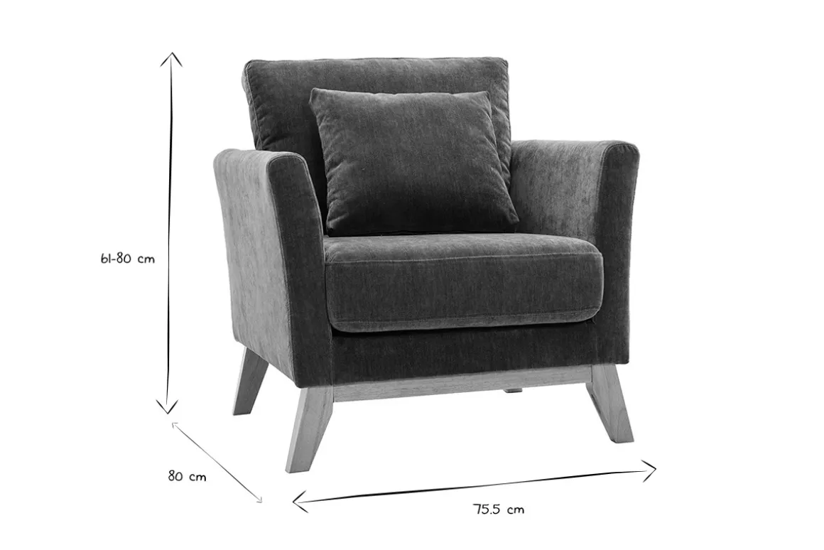 Cheap Miliboo Sillón nórdico desenfundable efecto terciopelo kaki OSLO