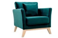 Store Miliboo Sillón nórdico desenfundable terciopelo azul petróleo OSLO