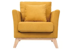 Fashion Miliboo Sillón nórdico desenfundable efecto terciopelo mostaza OSLO