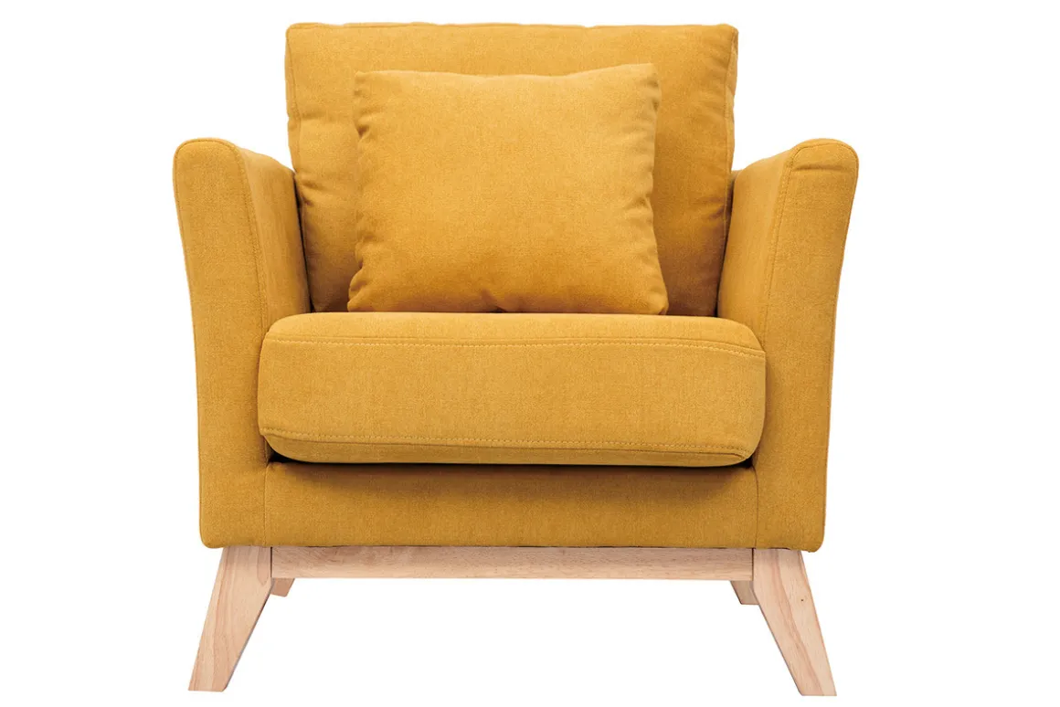 Fashion Miliboo Sillón nórdico desenfundable efecto terciopelo mostaza OSLO