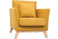 Fashion Miliboo Sillón nórdico desenfundable efecto terciopelo mostaza OSLO
